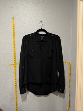 White House Black Market Black Utility Blouse Size 10